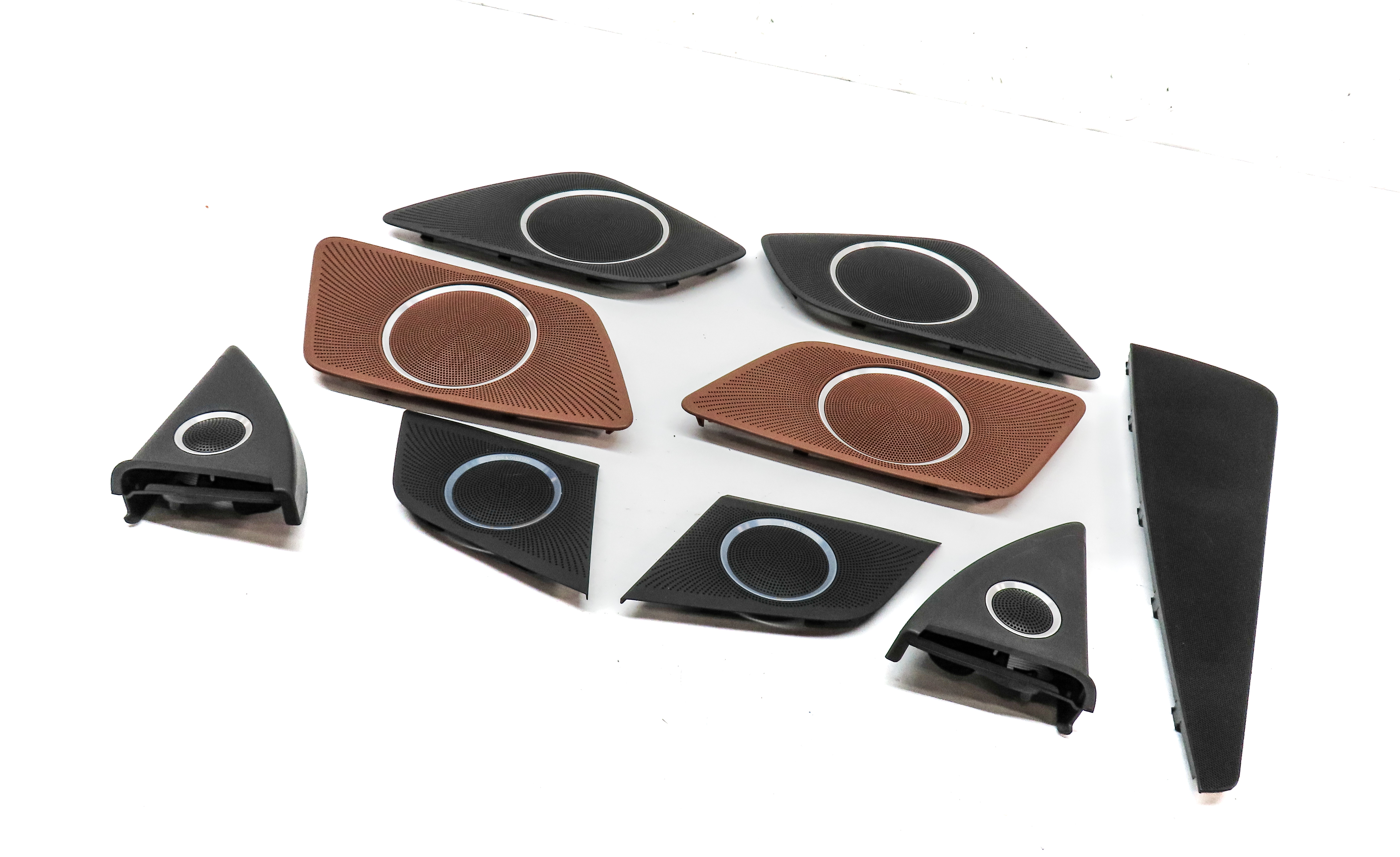 2011 AUDI A5 CONVERTIBLE (B8 8T) BANG & OLUFSEN AUDIO SPEAKER GRILLE COVER SET/9 — exact item pictured